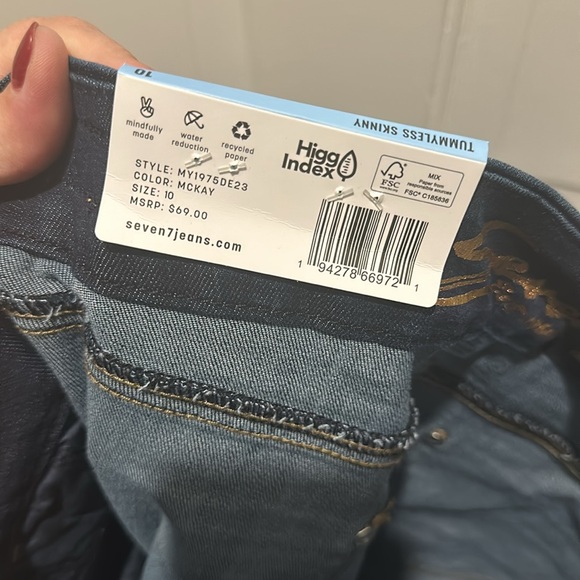 Seven7 Tummyless High Rose Skinny Jean size 10. McKay Dark Wash. NEW WITH TAGS - Picture 4 of 5